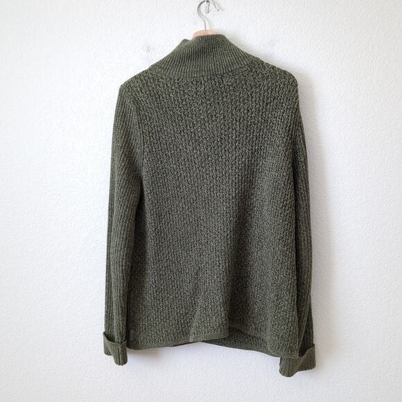 Woolrich Women's Cardigan Sweater Olive Green Heavy Knit Heritage Cotton Large - Picture 2 of 8